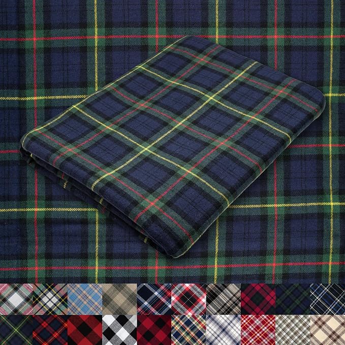 Pico Textiles 2 Yards Bolt Blue and Green Tartan Plaid Flannel Fabric by PicoTextiles