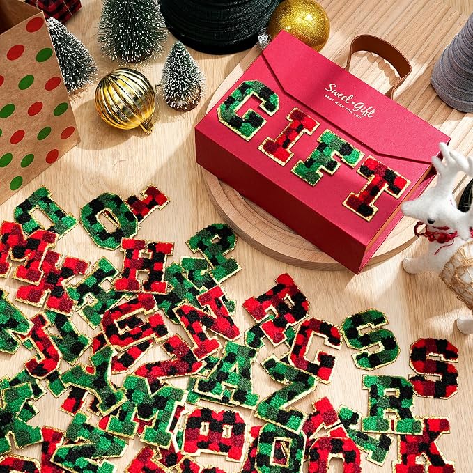 WILLBOND 52 Pcs Christmas Alphabet Patches Self Adhesive Letter Patches - Image 6