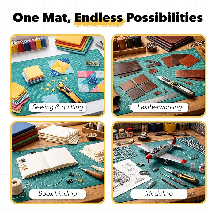 Mandala Crafts Self-Healing Cutting Mat Set – 9" x 12" A4 Black Gray - Image 6
