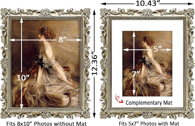 Silver Picture Frame 8x10 Antique Picture Frames Vintage | Real Glass, Wall or - Image 2