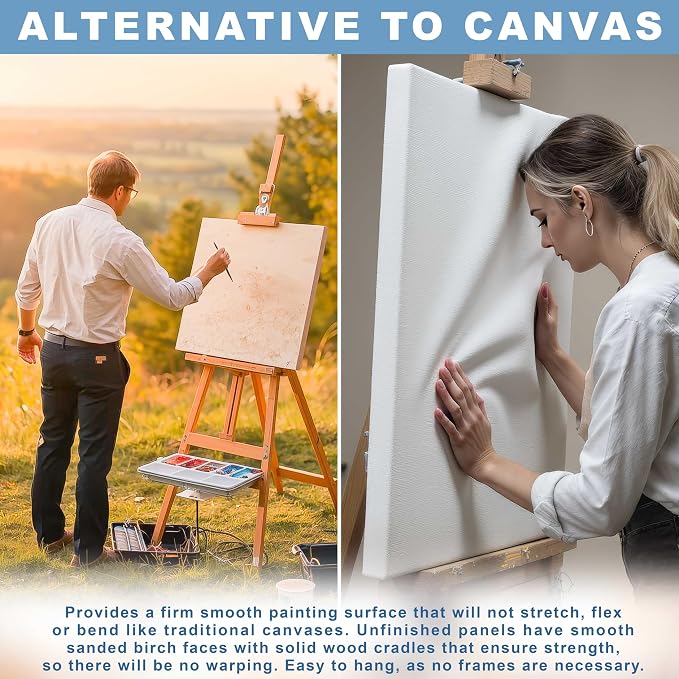 U.S. Art Supply 20" x 20" Unfinished Cradled Wood Panels - Image 4