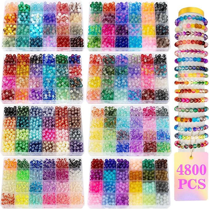 XSEINO 192 Colors 4800pcs 8mm Dream Candy Colorful Series Glass Beads Bracelet by XSEINOiscreating%EF%BC%81