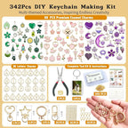 Kupor 342Pcs DIY Keychain Making Kit – 25 Keychains, Storage Box & Instruction - Image 4