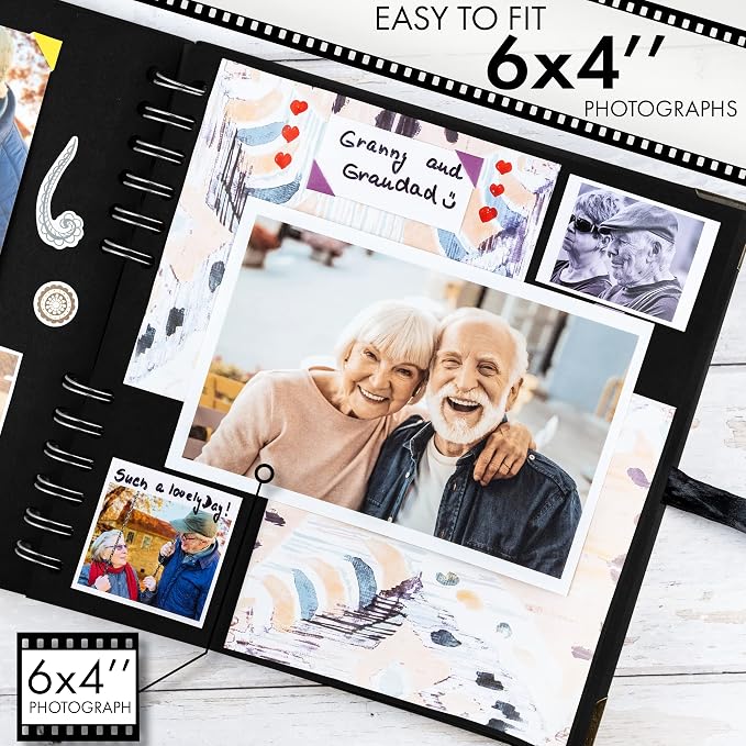 Bstorify Scrapbook Album 60 Pages Black Thick 250gsm Kraft Paper, Corner - Image 4
