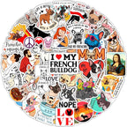 100Pcs French Bulldog Stickers for Water Bottle, Laptop by BulbaCraft
