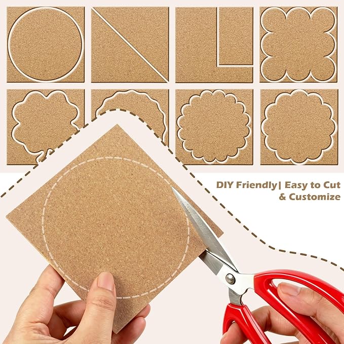 4 X 4 Inches Cork Sheets with Self Adhesive Backing, 2mm Natural Cork Tiles - Image 5