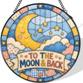 Moon and Star Stained Glass Window Hanging Suncatcher | to the Moon and Back by Unknown
