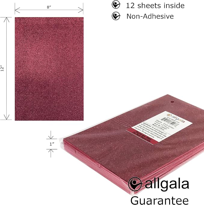 Allgala 12 Pack Glitter EVA Foam Paper 8 x 12inch Sheets-Burgundy-Perfect - Image 2
