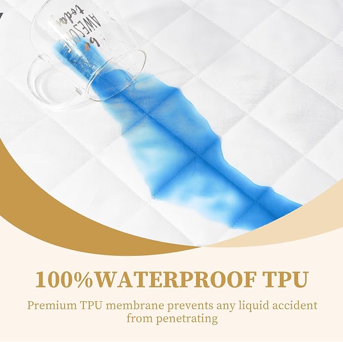 Quilted Fitted Twin XL Mattress Pad Cover, Waterproof Mattress Protector - Image 3
