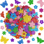 512 PCS Glitter Foam Stickers, Colorful Flower & Butterfly Shapes Foam Stickers by Unknown