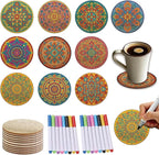 26PCS Wood Coasters Craft Kit 10 Paint You Own Coaster by TWINKLEMON