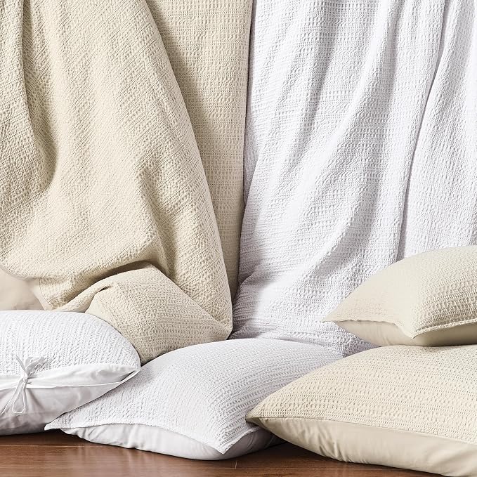 WDCOZY 100% Cotton Luxury Honeycomb Duvet Cover Set Queen Size - Image 5