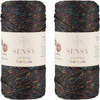 2 Pack of Sensy Premium 2mm 251 Yards Sparkle Polyester Rope 90% Polypropylene by SSENSY