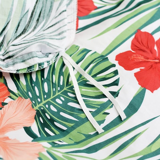 FADFAY Tropical Red Hibiscus Palm Leaves Duvet Cover Set Exotic Plants Bedding - Image 7