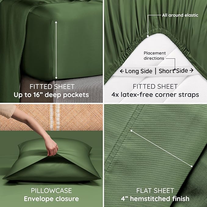 Bambaw 100% Viscose Derived from Bamboo Sheets King Size Set – 6pcs Set of - Image 5
