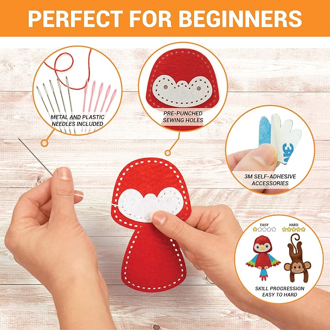 Craftorama Sewing Kit for Kids, Fun and Educational Wild Animal Craft Set for - Image 4