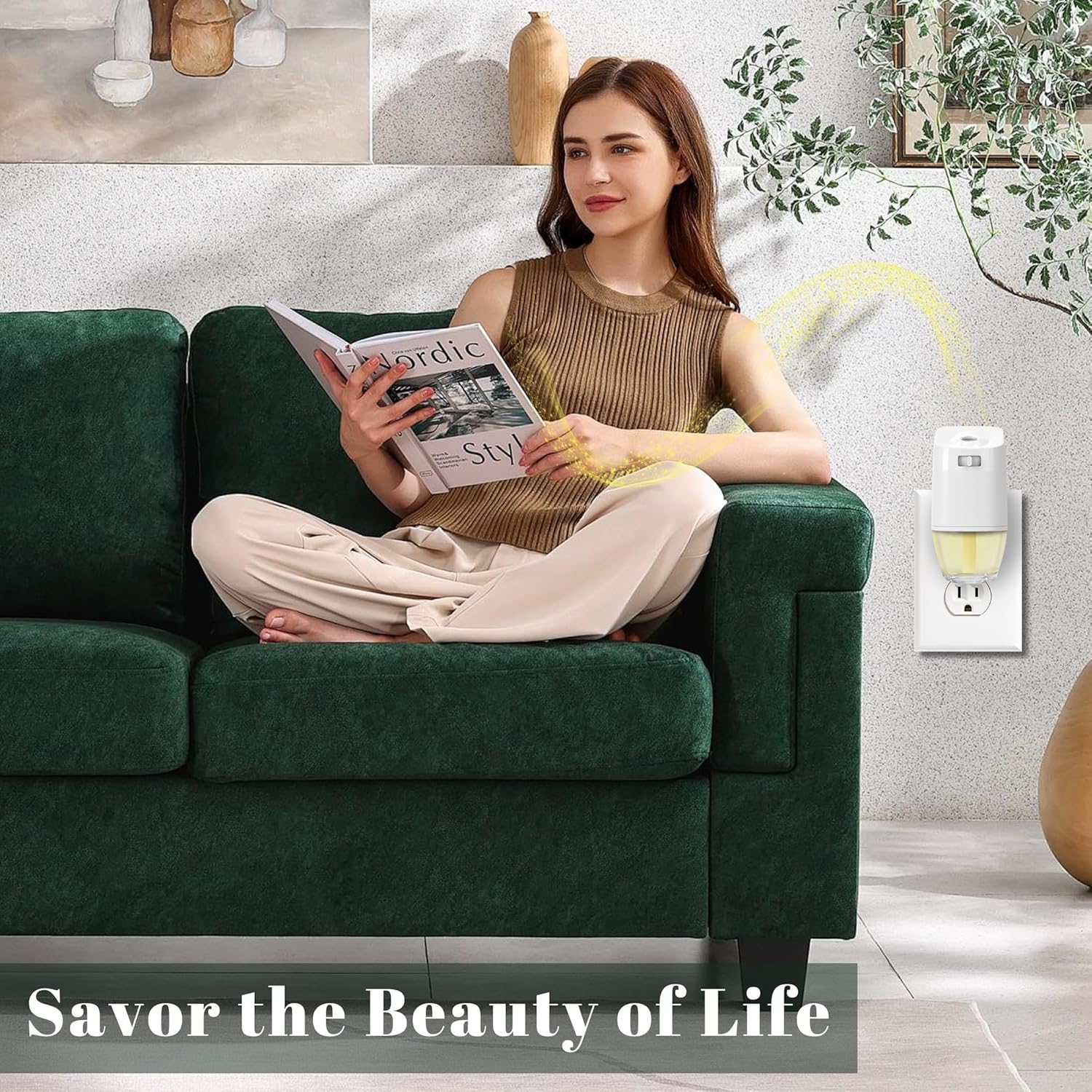 Plug in Air Fresheners Refills, Essential Oil Scented Refill with 2 Warmer, Jasmine, Hawaiian, Cotton, Long Lasting Home Fragrance for Bathroom, Compatible with Airwick, Compatible with Glade