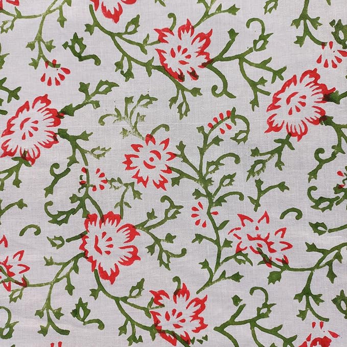 E-Tailor® Hand-Block Printed Pre-Cut Cotton Fabric Ideal - Image 2