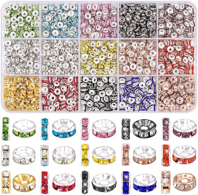 1200 pcs 6mm Spacer Beads for Jewelry Making | Rondelle Bead Spacers Bulk by TINKRSTUFF