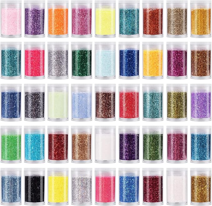 Pack of 45 Colors Iridescent Fine Glitter, Licool Extra Fine Holographic Glitter by Unknown