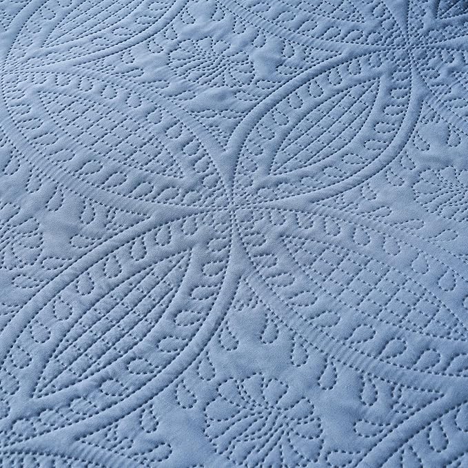 akkialla Twin Quilt Bedding Set, Bluish Grey Ultrasonic Quilt Set, Lightweight - Image 7