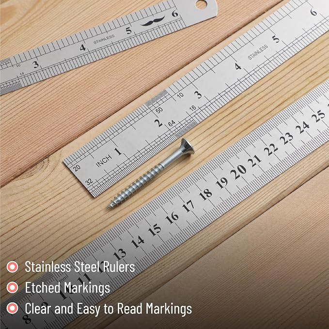 Mr. Pen- Metal Straight Edge Ruler, Imperial & Metric Measurements - Image 3