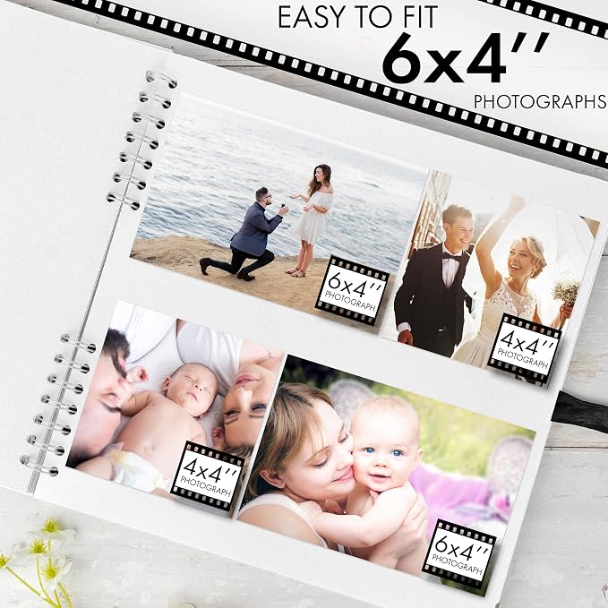 Bstorify Square Scrapbook Photo Albums 80 Pages White Thick Paper, Metal Corners - Image 4