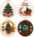 Zhenqing 4 Pack Christmas Stamped Cross Stitch Kit, 11CT Printed Santa Reindeer by ZhenqingHomeFlagship