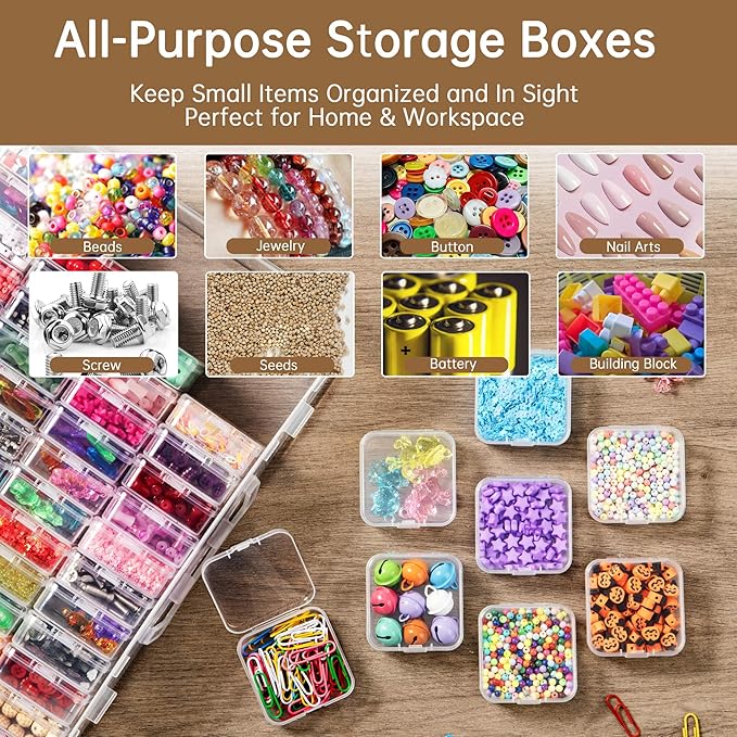 Bead Organizer Box, 120 Pack Small Clear Storage Boxes - Image 5