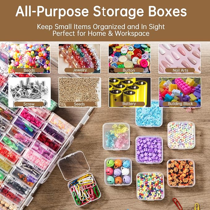 Bead Organizer Box, 120 Pack Small Clear Storage Boxes - Image 5