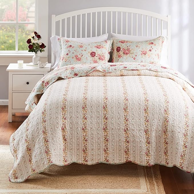 Greenland Home Antique Rose 100% Cotton Heirloom-Quality Quilt Set, 2-Piece - Image 3