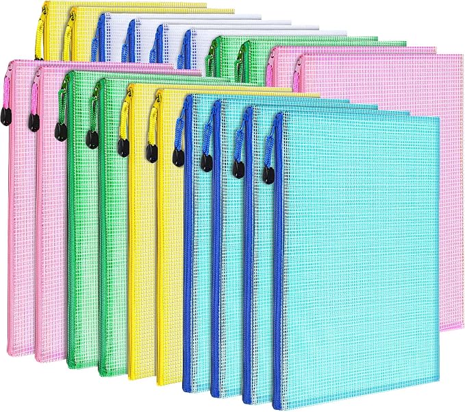 LEOBRO 20PCS Zipper Pouch, A4 Mesh Zipper Pouch Bags, Waterproof Bag, Mesh Bags by LEOBRO