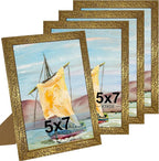 KTKDE 5x7 Picture Frame Set of 4, Ornate Vintage Gold Photo Frames by KTKDE