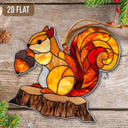 2D Flat Faux Stained Glass Squirrel Acrylic Ornament - Image 3