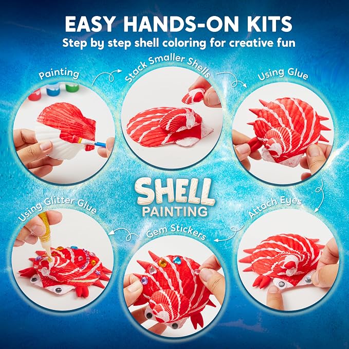 Klever Kits 12 Glow in The Dark Sea Shell Painting Kit-Arts & Crafts - Image 4