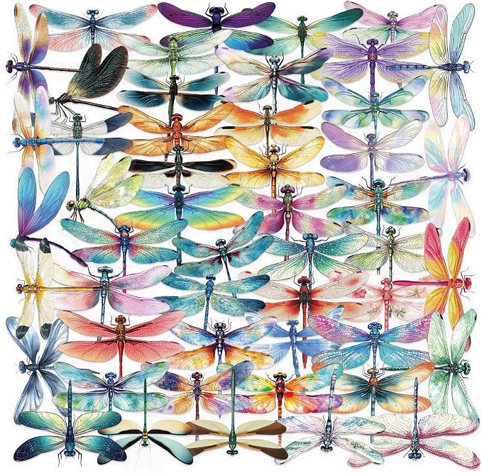 50Pcs Dragonfly Stickers for Scrapbooking, PET Transparent Decorative Stickers by Unknown