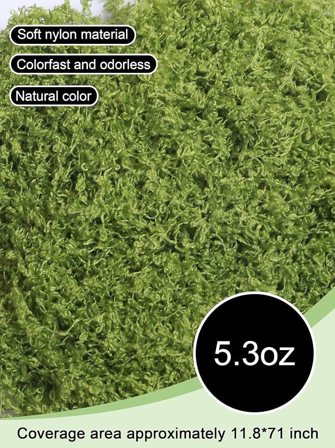 Forlaoers 5.3oz Light Green Artificial Floral Moss Fake Moss Faux Plant - Image 2