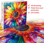 Bgraamiens Puzzle-Colorful Rainbow Pointillisme Gerbera Flower Jigsaw Puzzle - Image 2