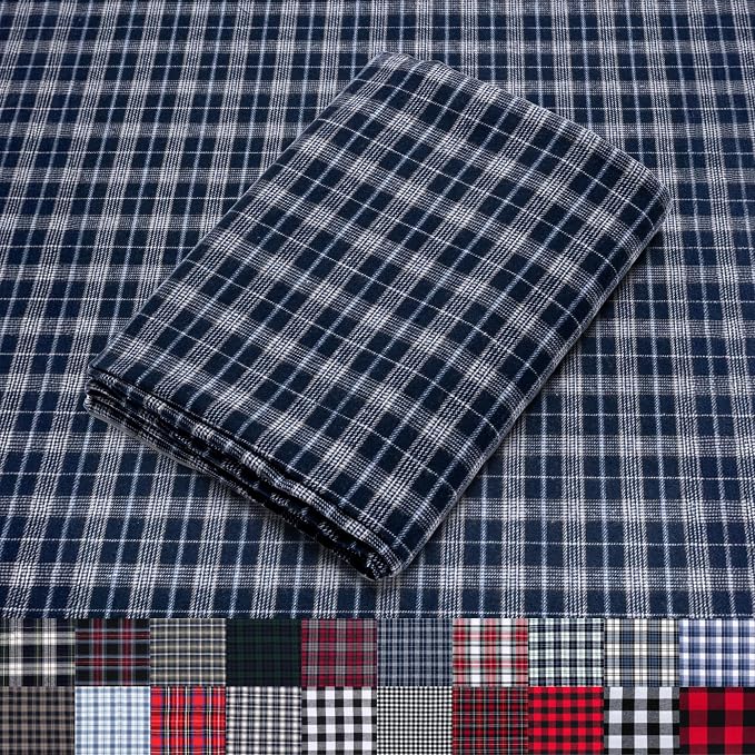 Pico Textiles 15 Yards Bolt Blue Tartan Plaid Flannel Fabric by PicoTextiles