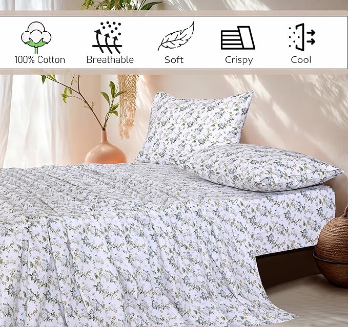 RUVANTI 100% Cotton Sheets – Twin Size Percale Bedding, Cooling & Breathable - Image 5