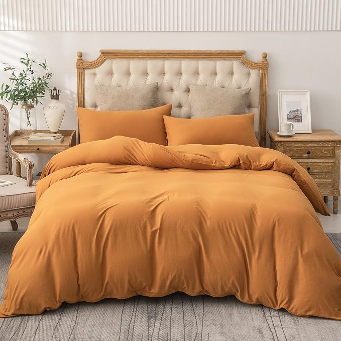 PURE ERA Jersey Knit Duvet Cover Set 100% T-Shirt Cotton Super Soft Comfy 2pc - Image 6
