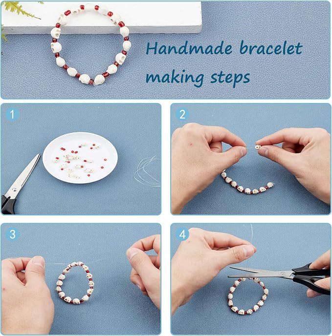 arricraft 10 Strands Creamy White Synthetic Turquoise Bead Strands Skull Shape - Image 5
