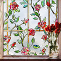 Coavas Window Privacy Film Stained Glass Window Clings 3D Red Rose Decorative by Coavas
