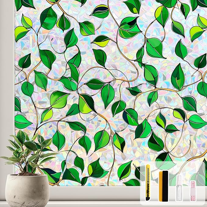 Kromapolis Window Privacy Film, Decorative Rainbow Stained Glass Window Clings by Kromapolis