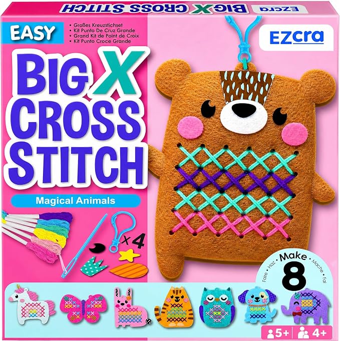 EZCRA Animal Cross Stitch Kit for Kids Ages 5-8 by EZCRA