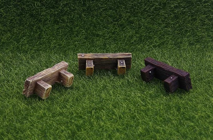 3Pcs Mini Resin Bench Miniature Fairy Garden Bench Dollhouse Accessories Statue - Image 5