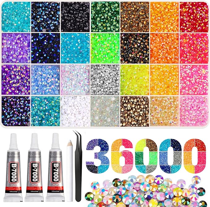 Artdone 36000Pcs Resin Rhinestones 3mm Jelly AB 28Colors by Artdone