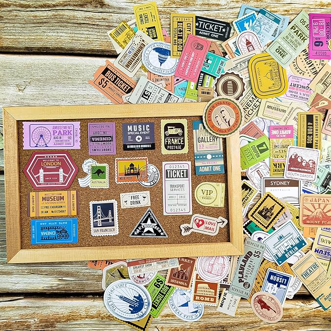 Prstincol 300 Pcs Vintage Travel Stickers Ticket Stickers - Image 2