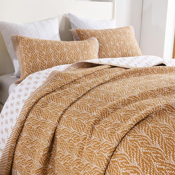 SahSahCasa Quilt Set Queen Size, 100% Cotton Quilt Bedding Set Bedspread by SahSahCasa