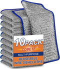 COBETE Non Scratch Wire Dishcloth,Double-Layer Wire Dishwashing Rags for Wet and Dry,Wire Miracle Cleaning Towels and dish Cloths Multipurpose For Washing Dishes,Cookware, Sinks,Stove Tops,10Pack Blue